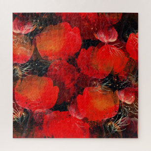 Wild Poppies Waterverf digitale tekening Legpuzzel