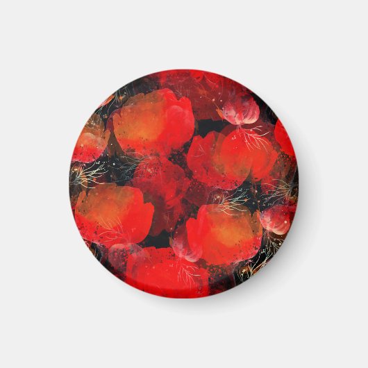 Wild Poppies Waterverf digitale tekening Magneet (Voorkant)