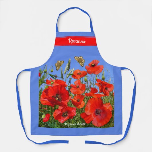 Wild Poppy Field gepersonaliseerd Schort (Voorkant)