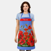 Wild Poppy Field gepersonaliseerd Schort (Gedragen)