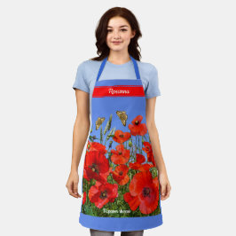 Wild Poppy Field gepersonaliseerd Schort