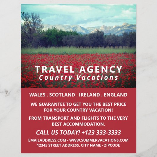 Wild Poppy Field, Travel Agency Advert Flyer (Voorkant)