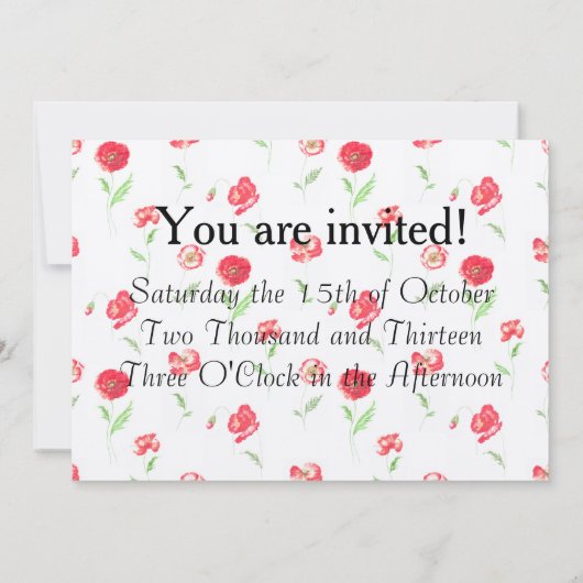 Wild poppy flower kaart (Achterkant)