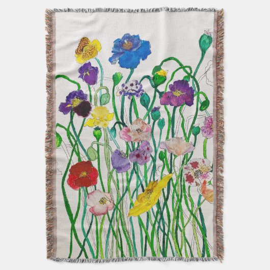 Wild Poppy Throw Deken (Voorkant Verticaal)