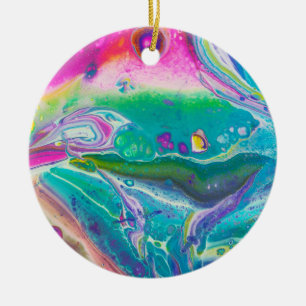 Wild Psychedelic Acrylpour Art Keramisch Ornament