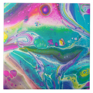 Wild Psychedelic Acrylpour Art Tegeltje