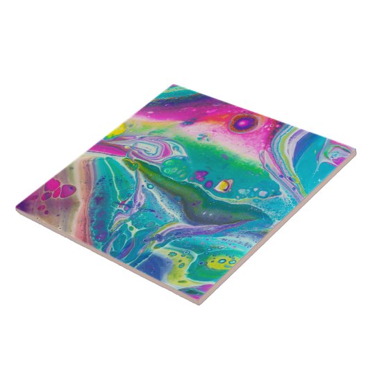 Wild Psychedelic Acrylpour Art Tegeltje (Zijkant)