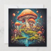 Wild Psychedelic Mushroom Forest Art Kaart (Voorkant)