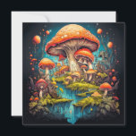 Wild Psychedelic Mushroom Forest Art Kaart<br><div class="desc">Dit wenskaart toont een beeld van paddenstoelen die in het wild groeien. Deze verjaardagskaart zou ideaal zijn voor oudere vrienden,  familie en collega's.</div>