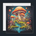 Wild Psychedelic Mushroom Forest Art Kaart<br><div class="desc">Dit wenskaart toont een beeld van paddenstoelen die in het wild groeien. Deze verjaardagskaart zou ideaal zijn voor oudere vrienden,  familie en collega's.</div>
