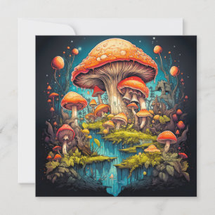 Wild Psychedelic Mushroom Forest Art Kaart