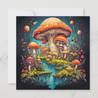 Wild Psychedelic Mushroom Forest Art Kaart