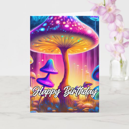 Wild Psychedelic Mushroom Forest Illustratie Kaart (Orchidee)