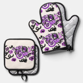 Wild Purple Peacock Ovenwant & Pannenlap Set (Voorkant / Achterkant)