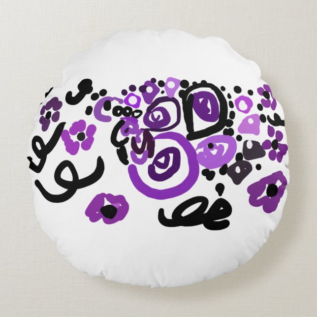 Wild Purple Peacock Rond Kussen (Voorkant)