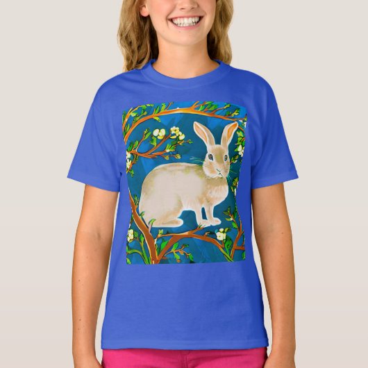 Wild Rabbit and Flowering Branches Kind T-shirt (Voorkant)
