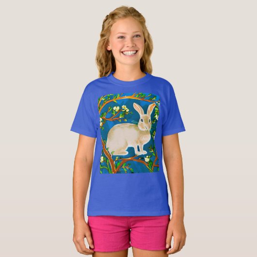 Wild Rabbit and Flowering Branches Kind T-shirt (Voorkant volledig)