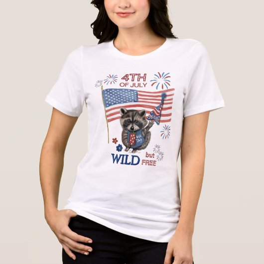 Wild Raccoon Girl 4th of July T-shirt (Voorkant)