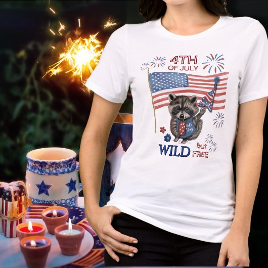 Wild Raccoon Girl 4th of July T-shirt