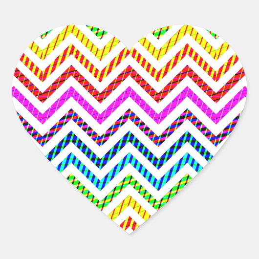 Wild Rainbow Chevron Pattern Hart Sticker (Voorkant)