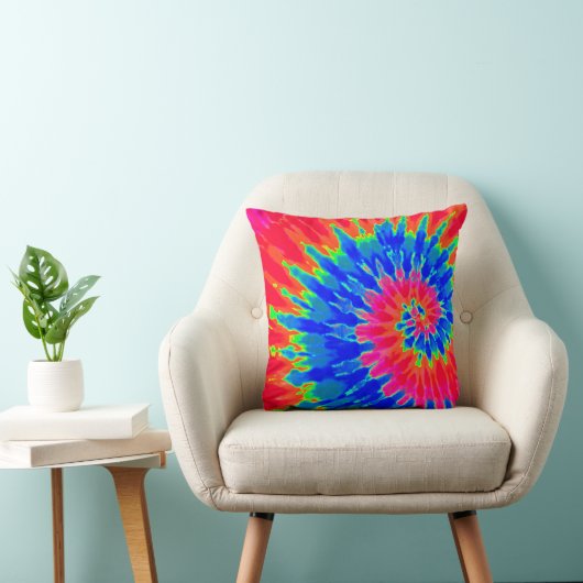 Wild Rainbow Spiral Tie Dye Pillow Kussen (Stoel)