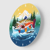 Wild Rainbow Trout Rocky Mountain Stream Clock Grote Klok (Hoek)