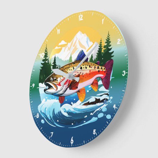 Wild Rainbow Trout Rocky Mountain Stream Clock Grote Klok (Hoek)
