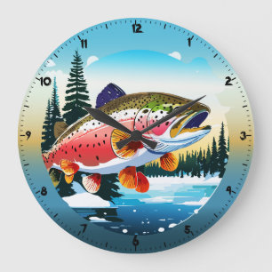 Wild Rainbow Trout Rocky Mountain Stream Clock Grote Klok