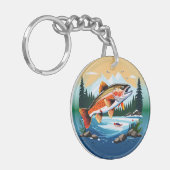 Wild Rainbow Trout Rocky Mountain Stream Sleutelha Sleutelhanger (Voorkant Links)