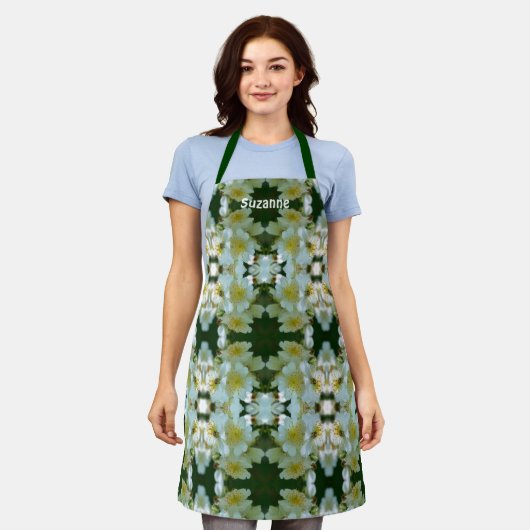 Wild Rambling Rozen Bloemenpatroon Gepersonaliseer Schort (Gedragen)