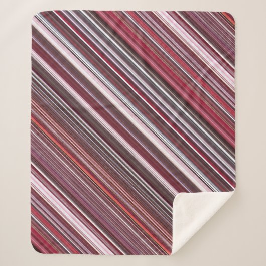 Wild Raspberry Red, Roze en Bourgogne Stripe Sherpa Deken (Voorkant)