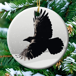 Wild Raven Spirit Animal Bird Winter Snow Keramisch Ornament