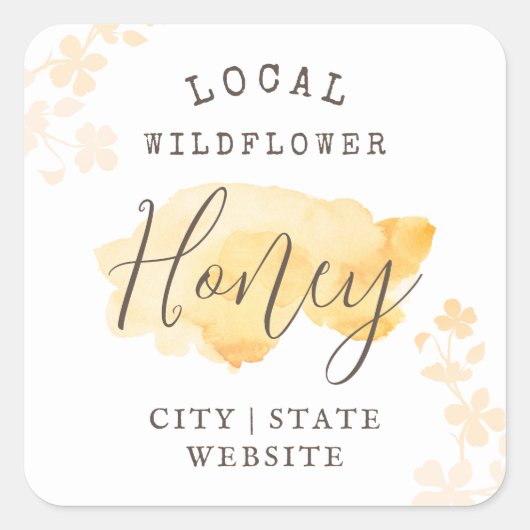 Wild Raw Honey Custom Waterverf Vierkante Sticker (Voorkant)