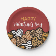 Wild Red Animal Print Heart Valentijnsdag Party