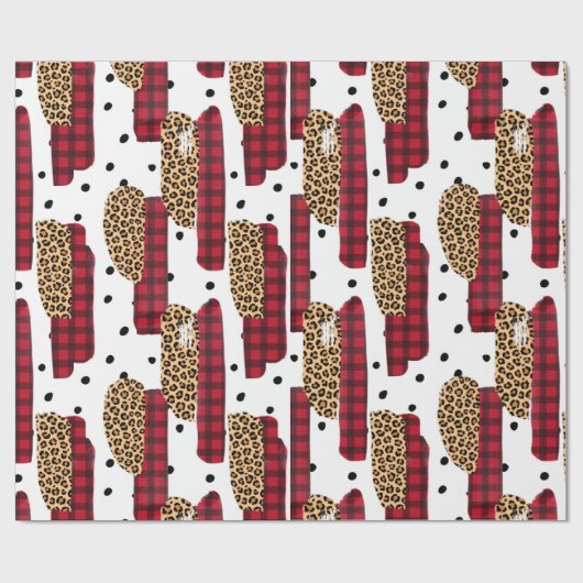 Wild Red Buffalo Pset Leopard-kerstmis Cadeaupapier (Vlak)