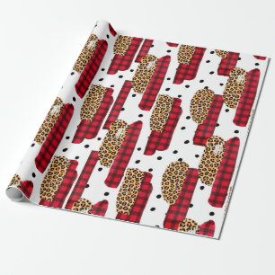 Wild Red Buffalo Pset Leopard-kerstmis Cadeaupapier