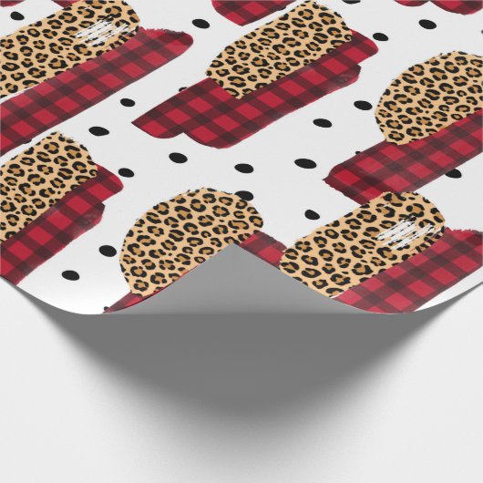 Wild Red Buffalo Pset Leopard-kerstmis Cadeaupapier (Hoek)