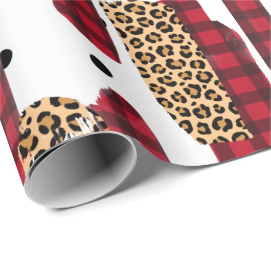 Wild Red Buffalo Pset Leopard-kerstmis Cadeaupapier (Rol Hoek)