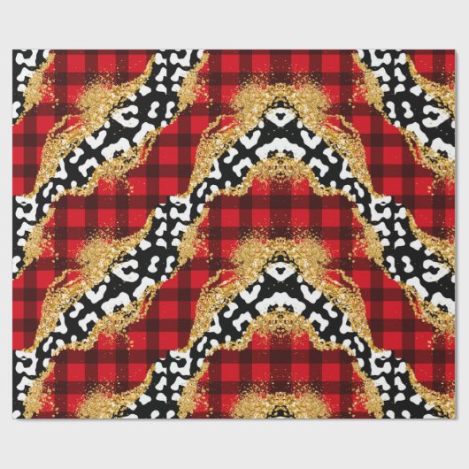 Wild Red Buffalo Pset Leopard met kerstmis Cadeaupapier (Vlak)