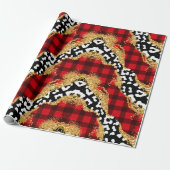 Wild Red Buffalo Pset Leopard met kerstmis Cadeaupapier (Uitgerold)