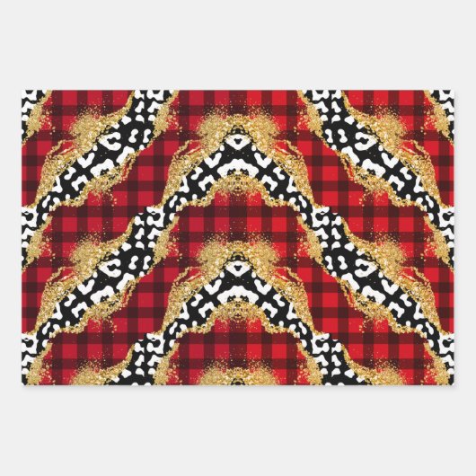 Wild Red Buffalo Pset Leopard met kerstmis Inpakpapier Vel (Voorkant 3)