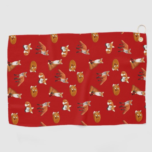 Wild Red Fox Golf Towel Golfhanddoek (Horizontaal)