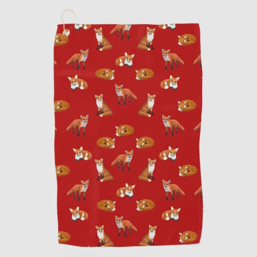 Wild Red Fox Golf Towel Golfhanddoek (Voorkant)