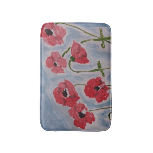 Wild Red Poppies Bath Mat (Voorkant Verticaal)