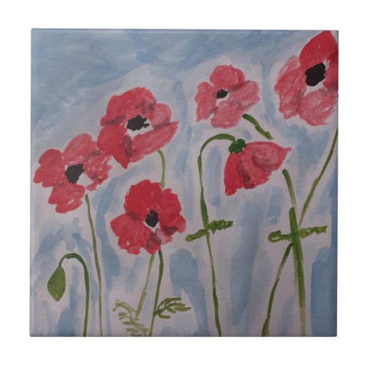 Wild Red Poppies Ceramic Tile Tegeltje (Voorkant)