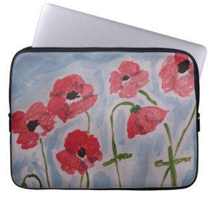 Wild Red Poppies Electronics Bag Laptop Sleeve