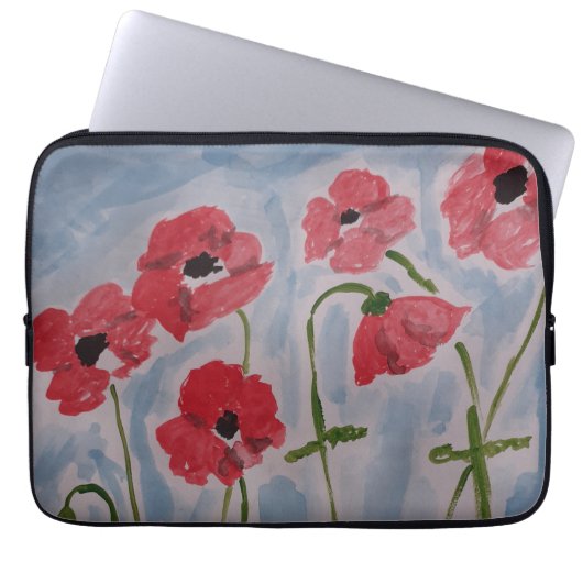 Wild Red Poppies Electronics Bag Laptop Sleeve (Voorkant)