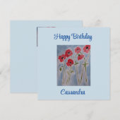 Wild Red Poppies Flat Birthday Kaart (Voorkant / Achterkant)