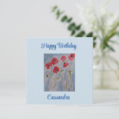 Wild Red Poppies Flat Birthday Kaart (Staand voorkant)