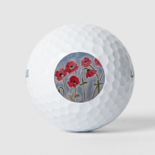 Wild Red Poppies Golfballen (Voorkant)